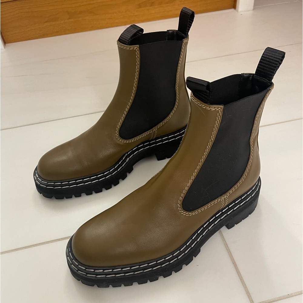 Proenza Shouler Lug Sole Contrast-Stitch Ankle Boots